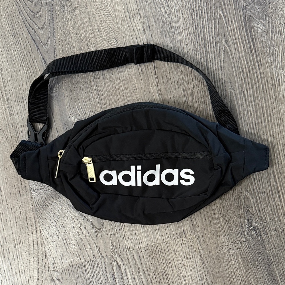 Adidas Black Belt Bag with Gold Accents